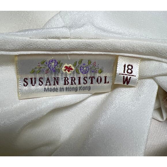 Vintage Susan Bristol Cream Button Up Blouse Top Coquette Collar Plus Size 18 W - Picture 4 of 6